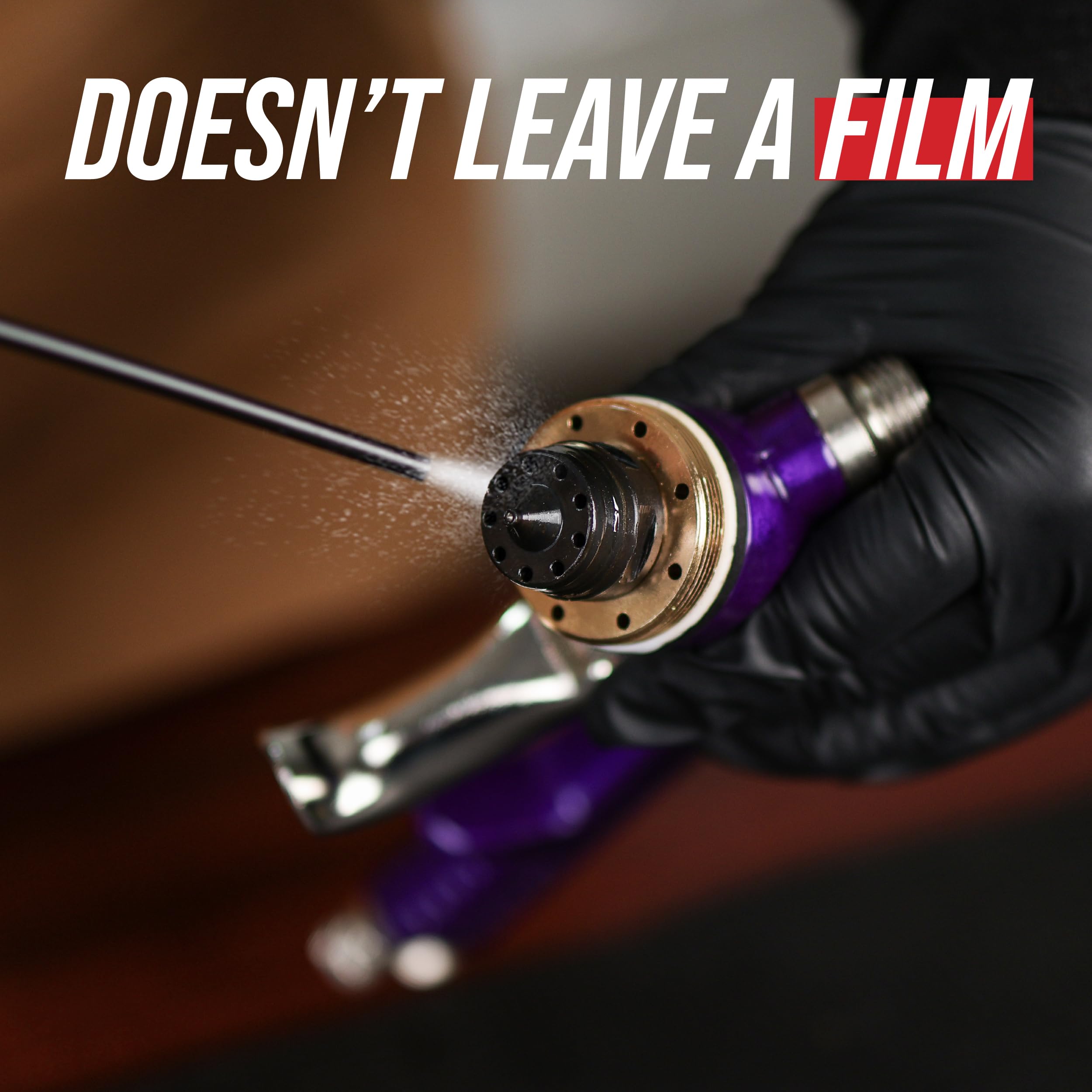 Residue-free performance of Naked Gun during spray gun cleanup
