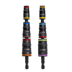 Klein Tools 32933KIT front view showing complete flip-socket set and shafts for fast access
