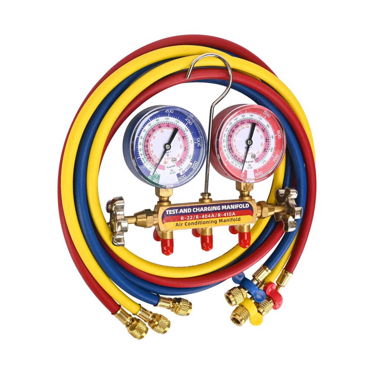 KlenzMate 42004 manifold front view with color-coded gauges for quick pressure checks.