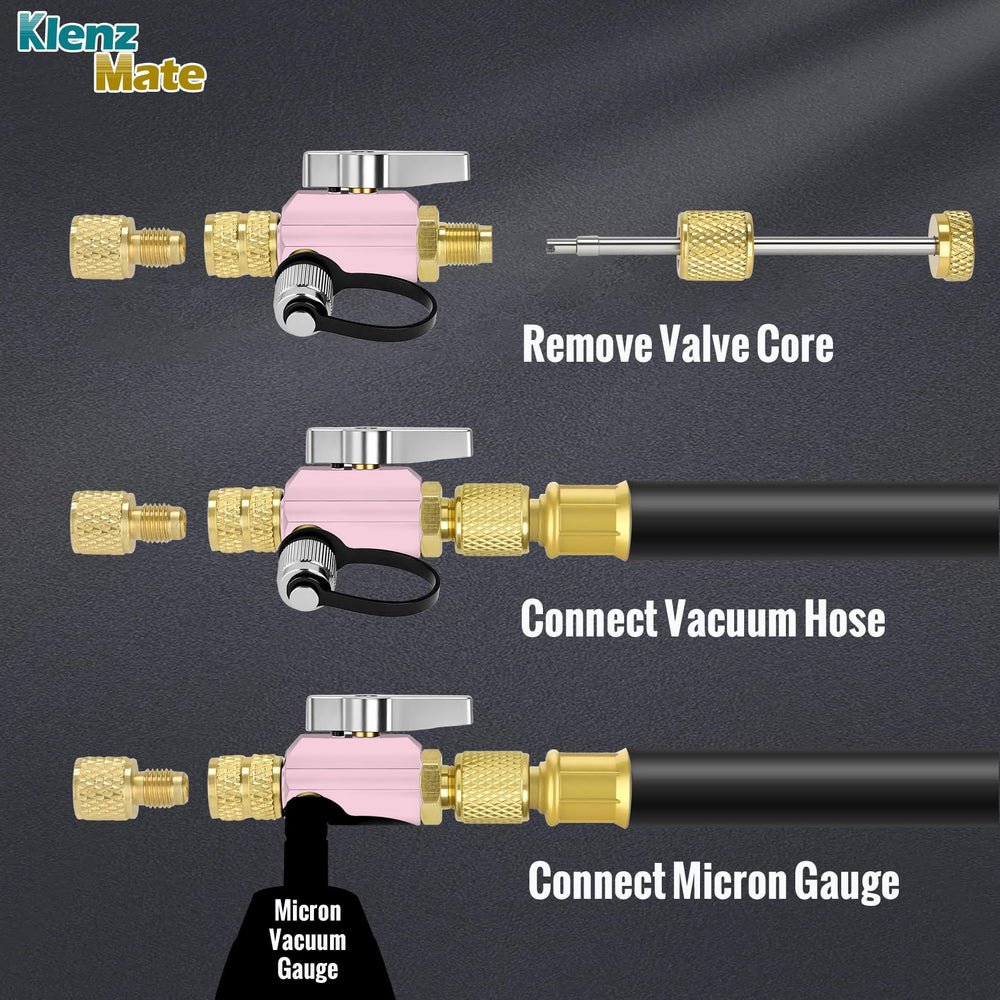 Twelve valve cores included for immediate replacements.