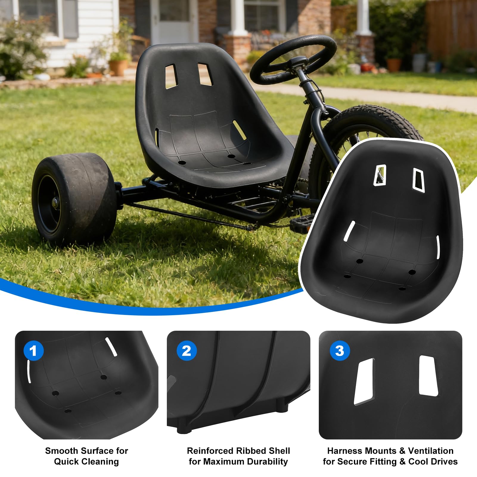 KLLJRFW go kart seat easy installation for quick, toolbox-friendly setup