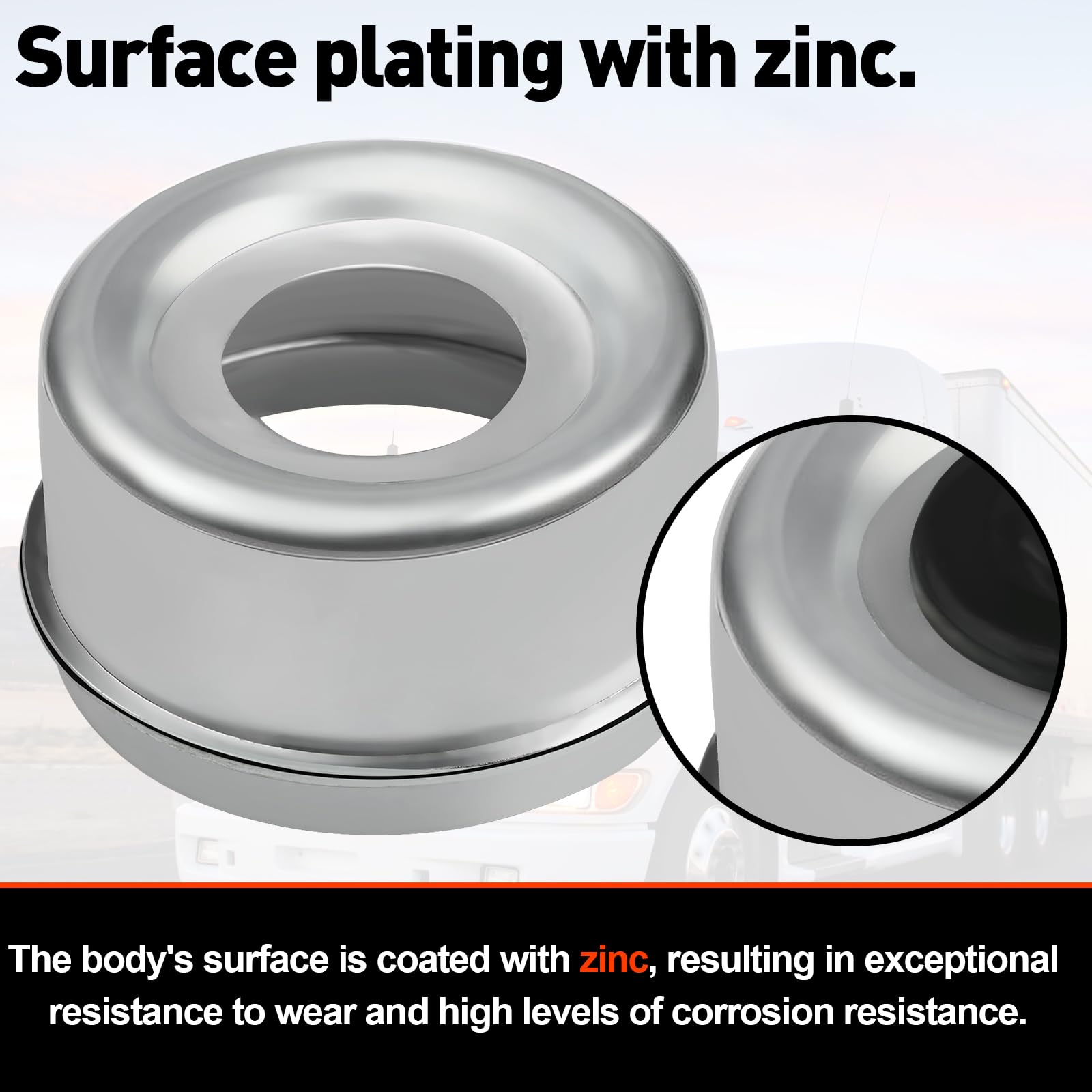 Klmnduo zinc-coated carbon steel dust cap demonstrates corrosion resistance