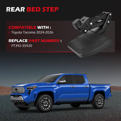 KLN rear bed step on Toyota Tacoma 2024–2026 with pedal retracted when not used
