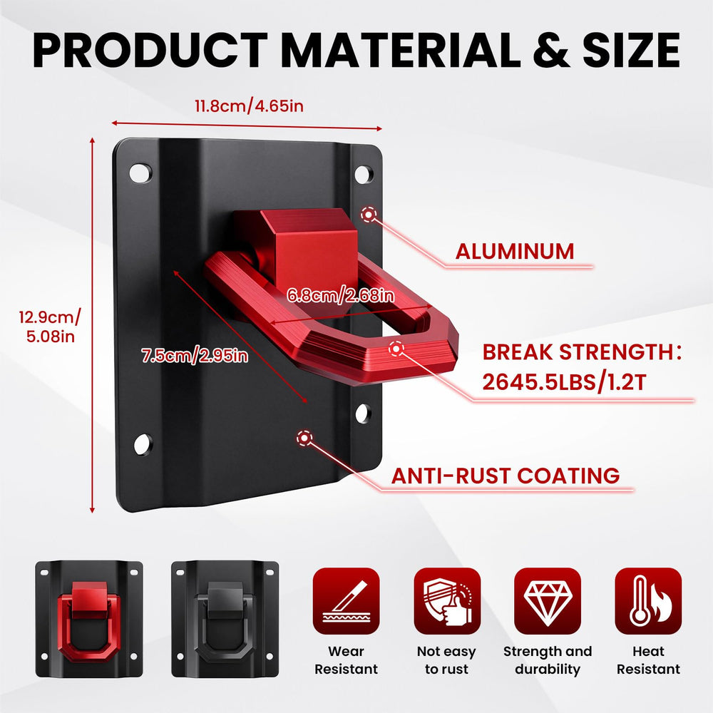 Aluminum base anchors offer long-lasting performance in outdoor use.