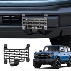 Klutchtech Bronco license plate mount bolt-on design for no-drill installation.