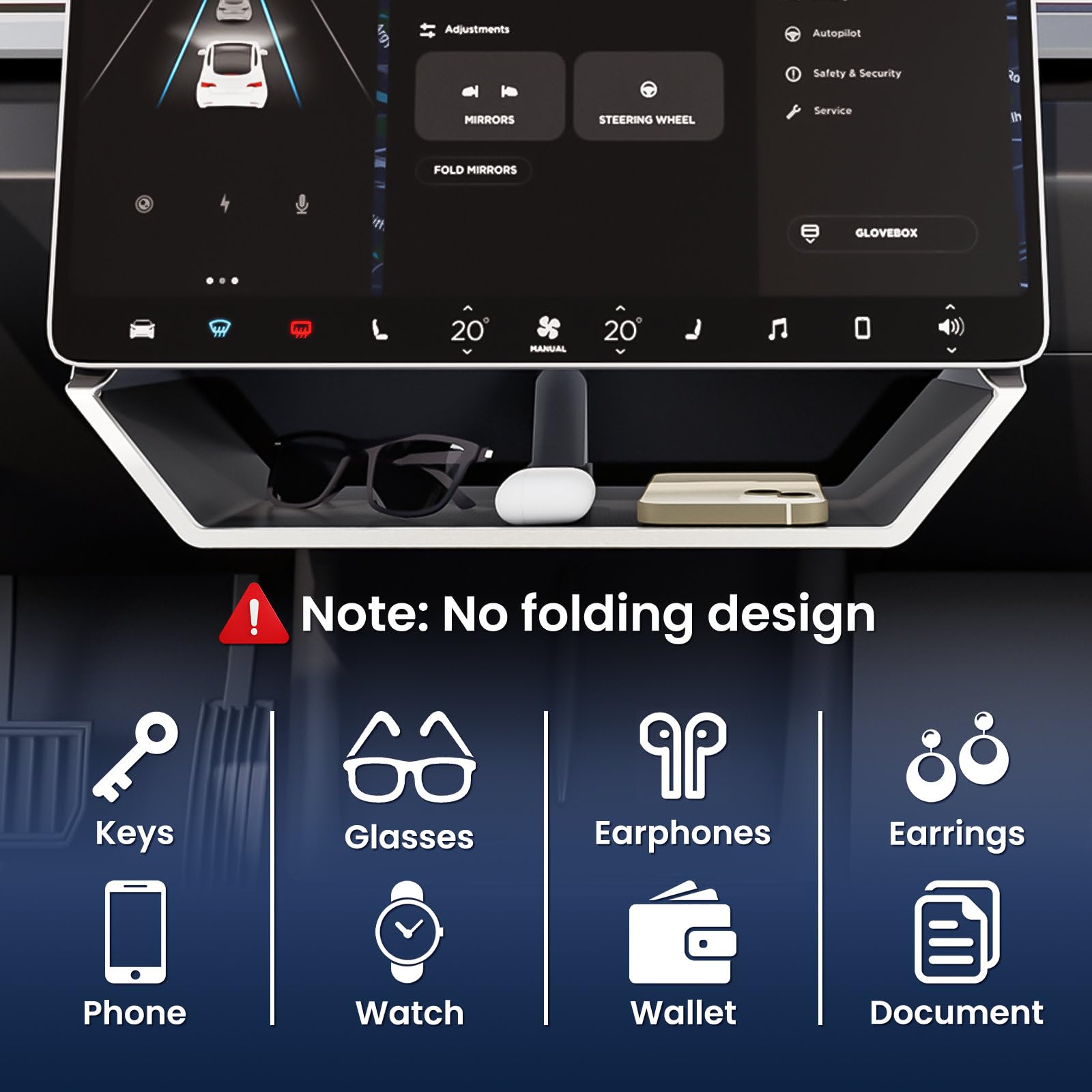 Klutchtech Model Y Juniper slip-resistant pad minimizes movement for a calmer ride.