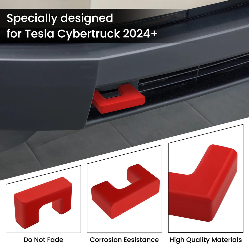 Close-up of premium materials and precise edge detailing on Klutchtech Cybertruck tow hook cover.