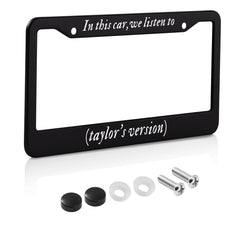 KMCEUFB license plate frame car decor in black metal for durable style.