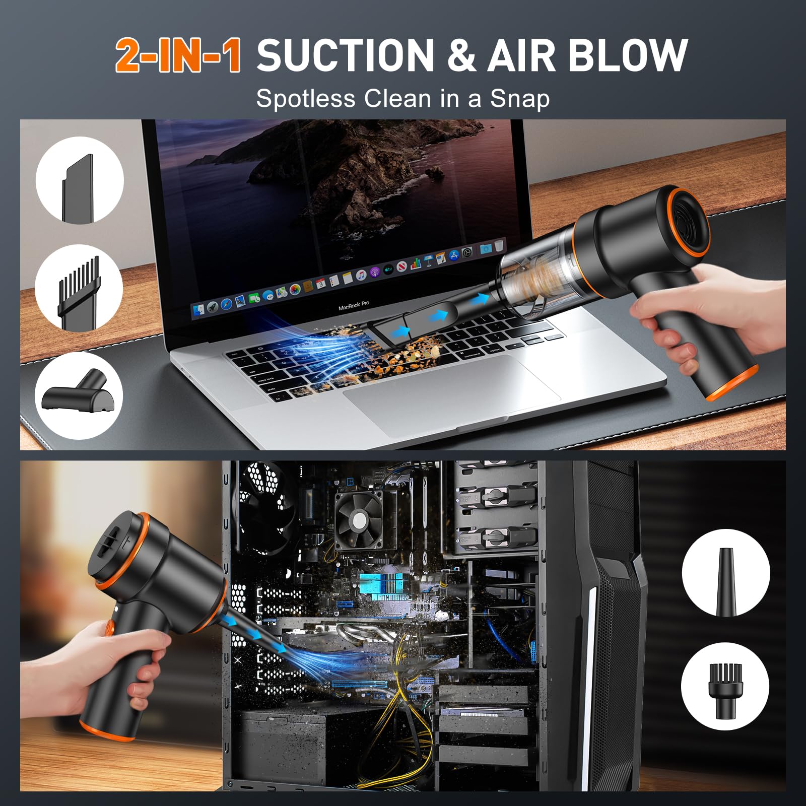 KMM air duster function in action for dust removal and inflation tasks