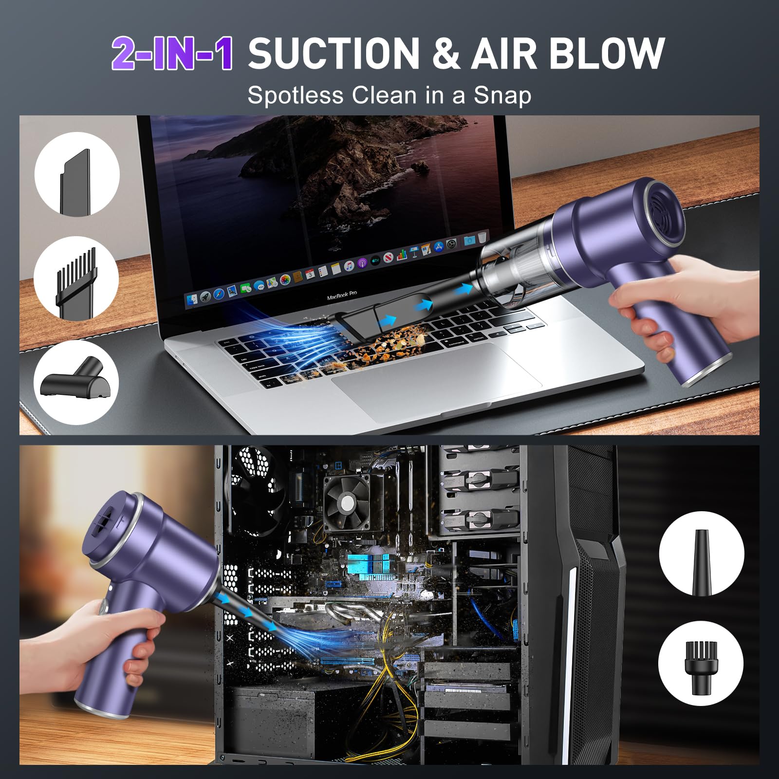 KMM 2-in-1 air duster and vacuum in use