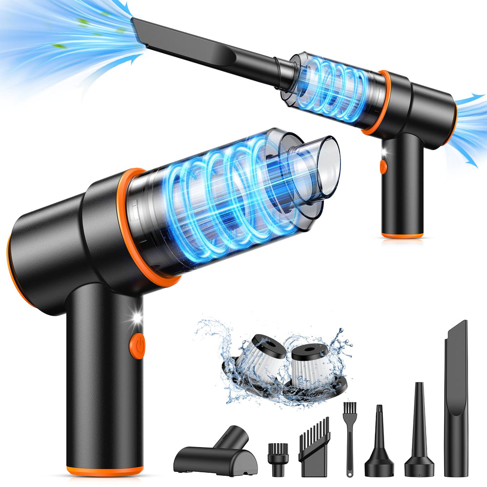 KMM Handheld Vacuum front view shows compact cordless design for quick car cleanups.