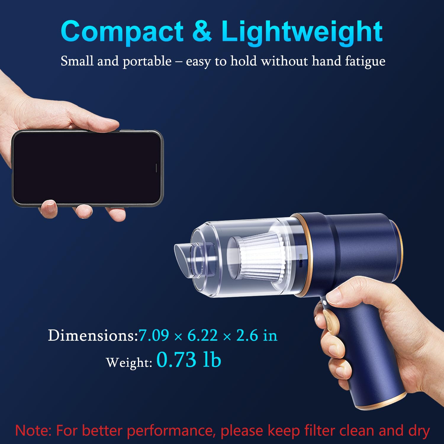 KMM handheld car vacuum lightweight compact design for easy handling.
