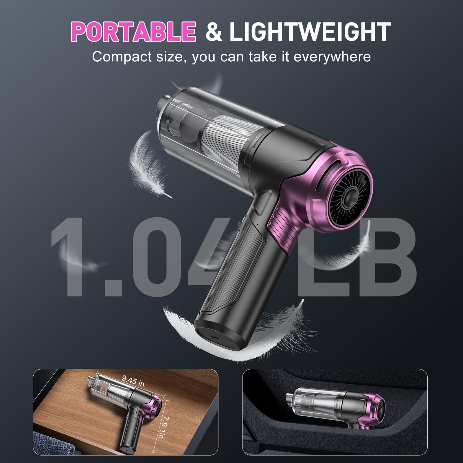 KMM handheld car vacuum-portable-design lightweight and easy to store