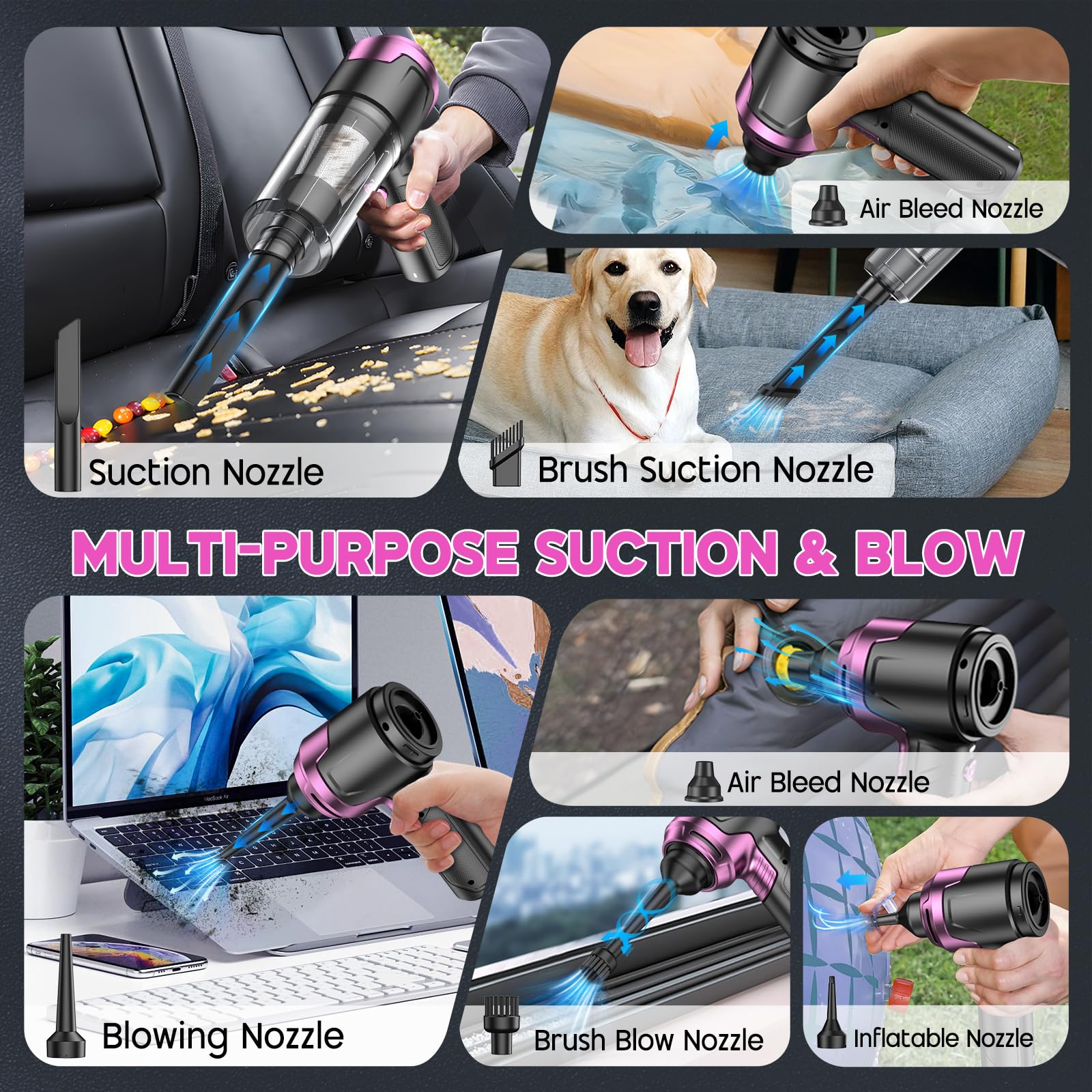 KMM handheld car vacuum-type-c-charging for quick recharges