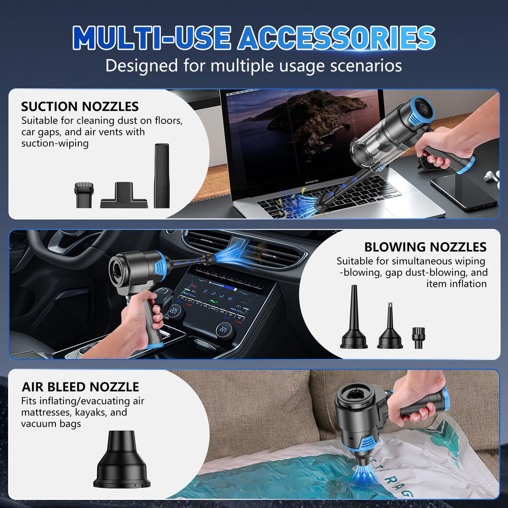 KMM handheld vacuum cleaner built-in LED light helps reveal hidden dust.