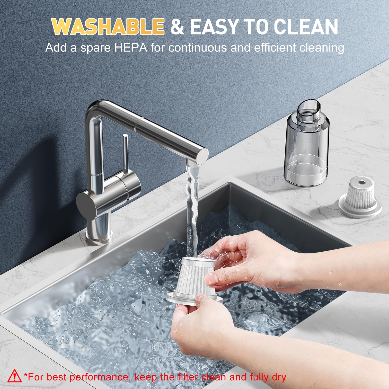 KMM Handheld Vacuum weighs about 0.73 lb for easy portability.