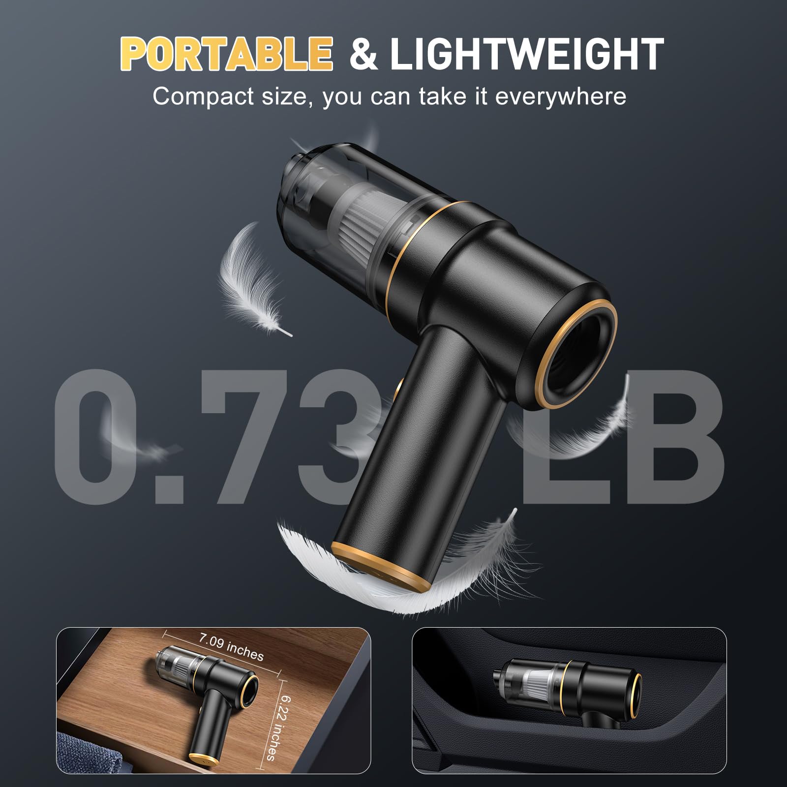KMM Handheld Vacuum features an LED light for dark corners.