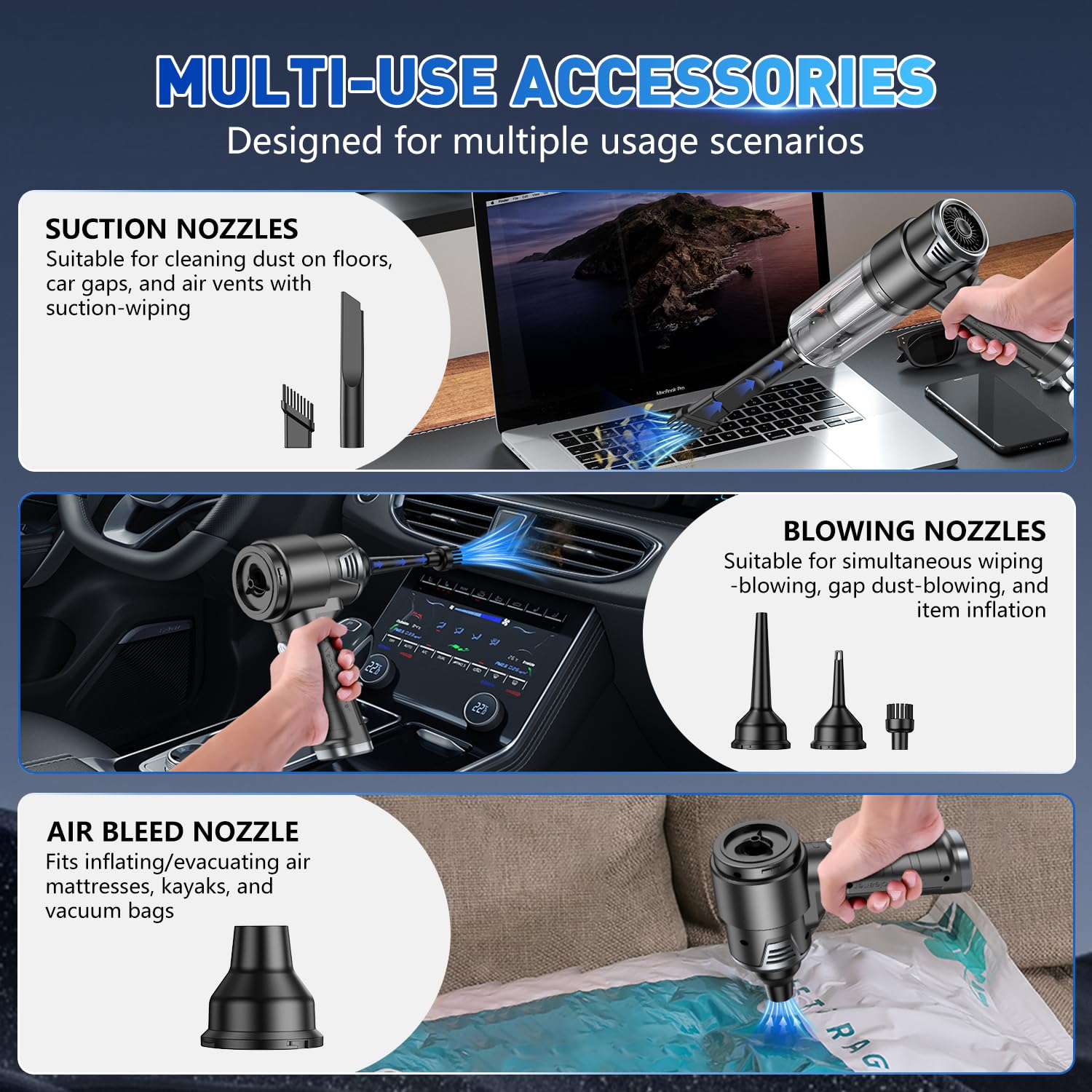 KMM handheld vacuum LED light illuminates dark corners