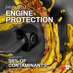 K&N KN-303 synthetic-blend media close-up highlights contaminants separation capability.