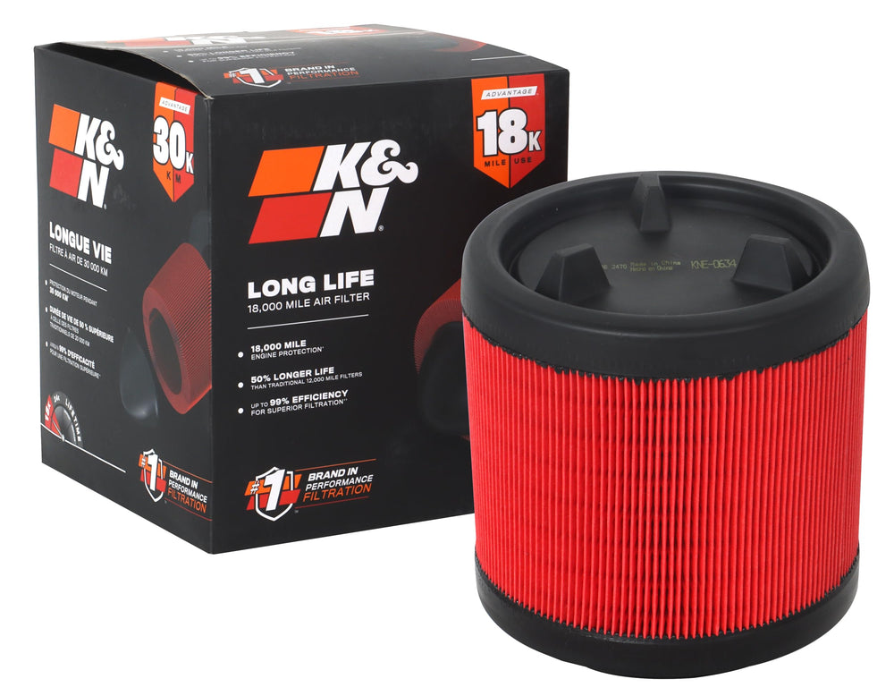 K&N Advantage Plus air filter shows 18k life for easy maintenance.