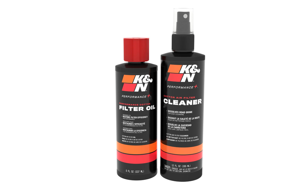 K&N Air Filter Cleaning Kit bottle and spray bottle, easy maintenance for clean air filters.