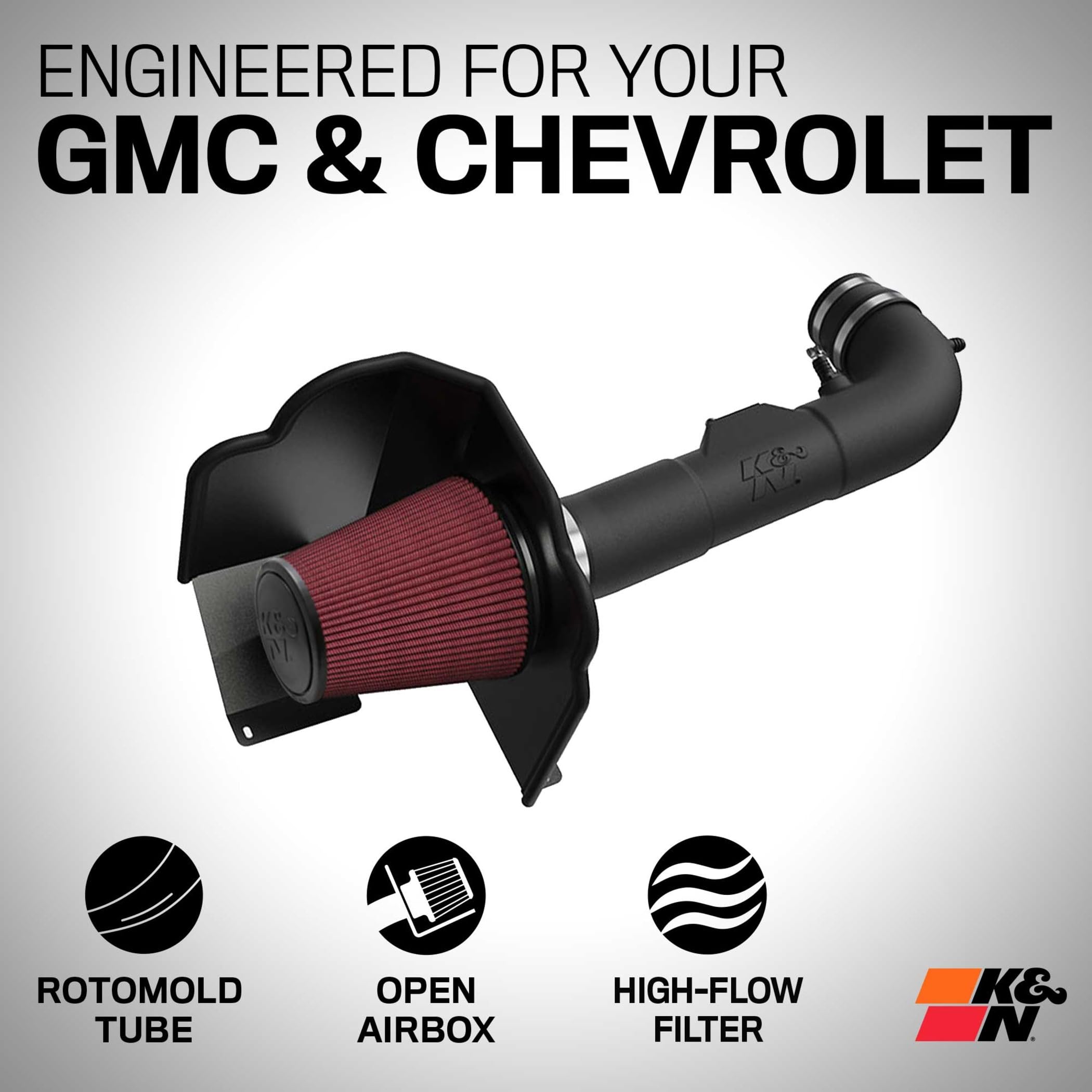 K&N heat shield component shown for cooler air intake and consistent performance