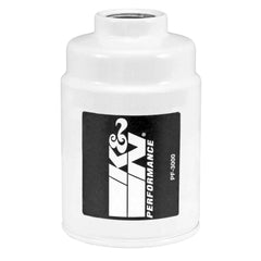 K&N PF-3000 diesel filter side view with durable steel housing for Duramax engines.