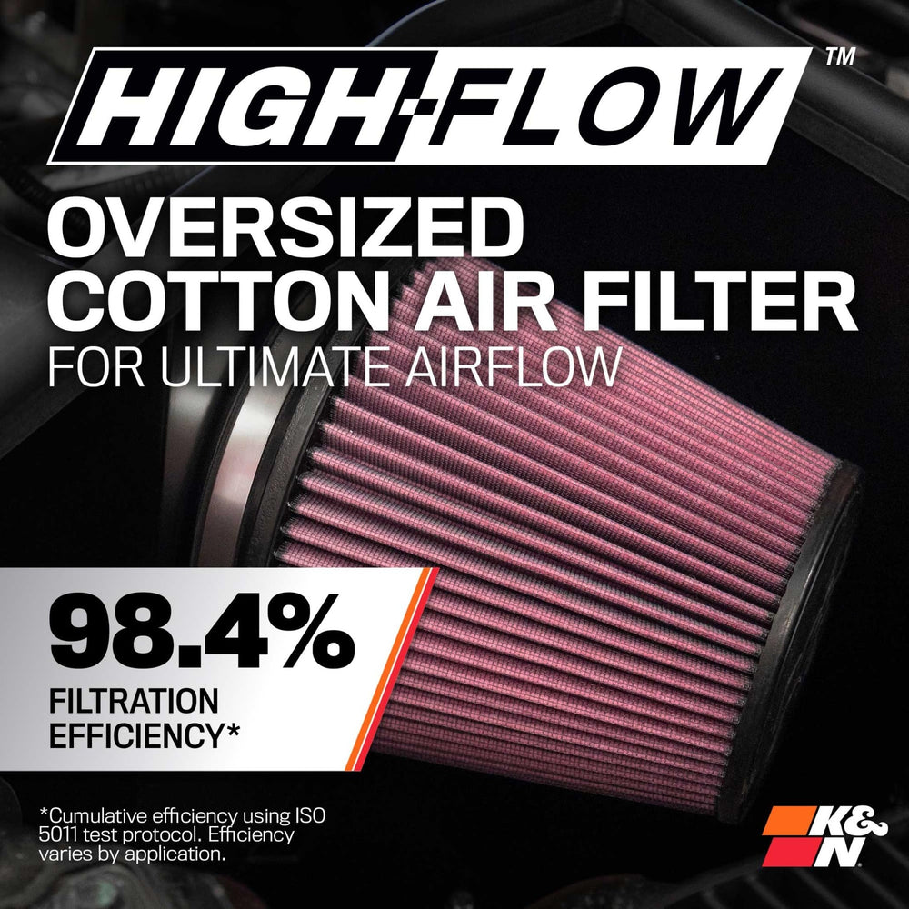 K&N dyno-test label demonstrates horsepower and torque data for confidence