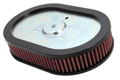 K&N engine air filter closeup highlighting high-flow design for Harley engines