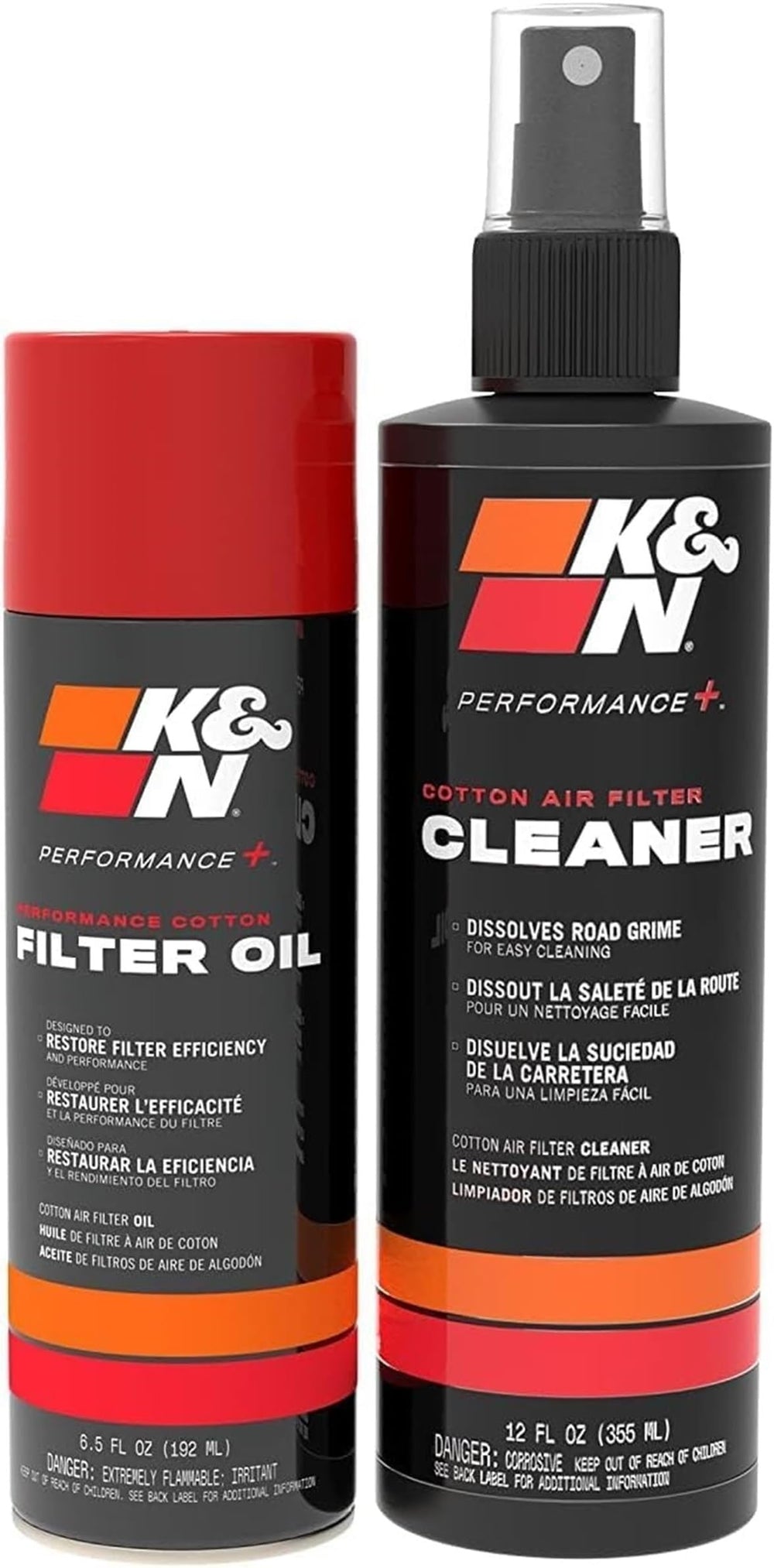 Air filter care kit packaging showing all components for maintenance