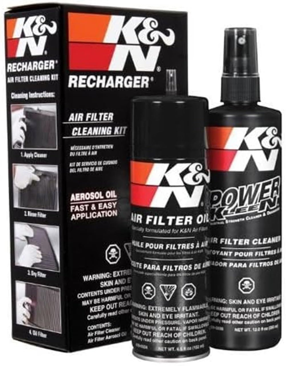 K&N red filter oil bottle ready for oiling filter pleats