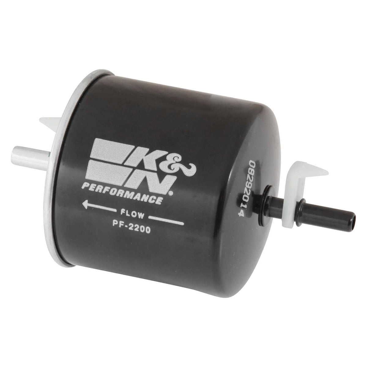 K&N PF-2200 gasoline fuel filter, front view, for clean fuel delivery.