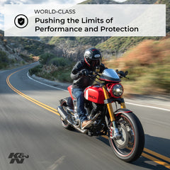 K&N high-flow engine air filter for Harley boosts intake efficiency.