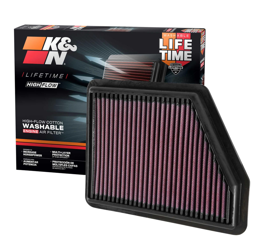 K&N high-flow air filter held in hand for easy Civic upgrade.