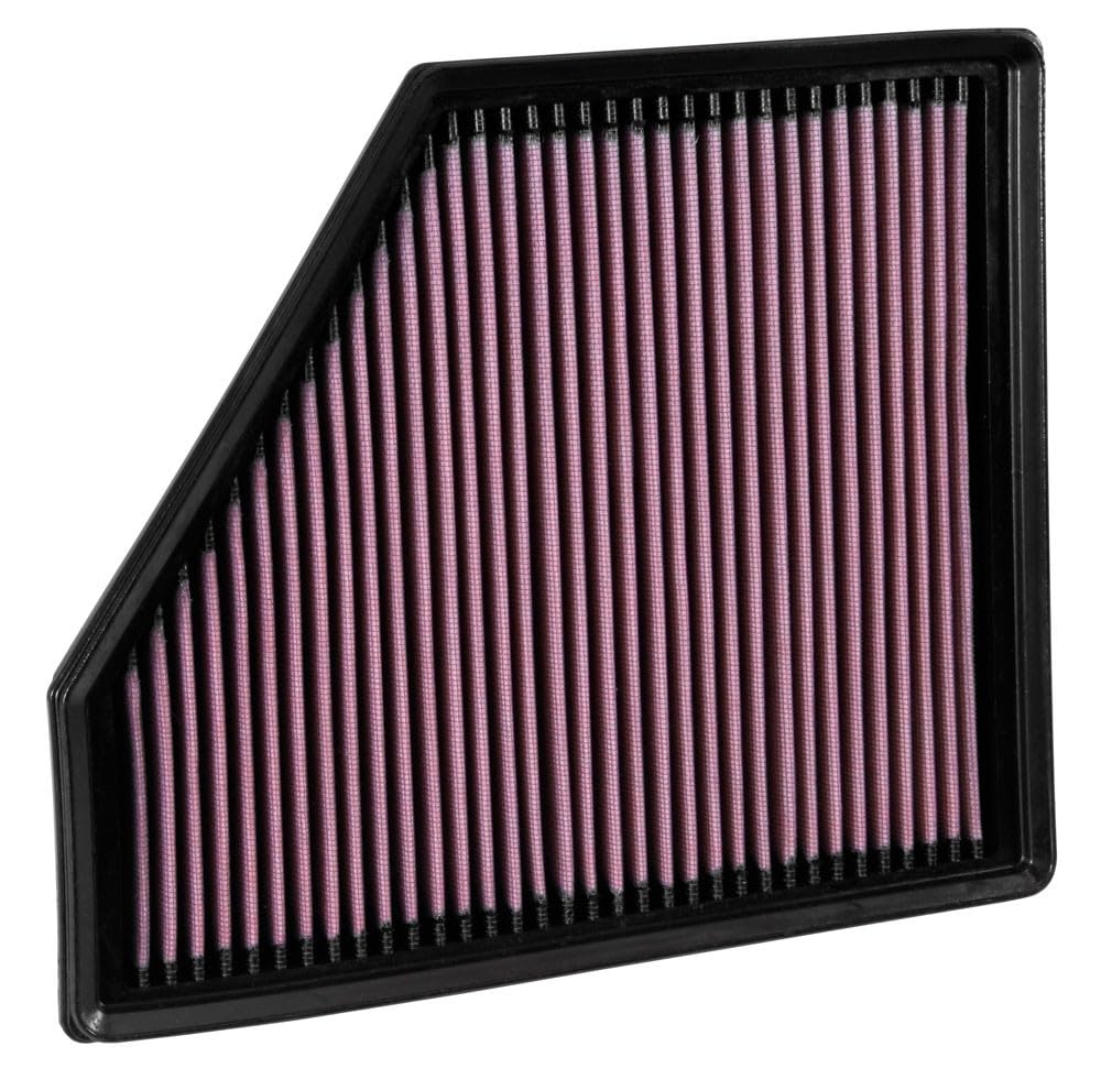 K&N High-Flow air filter in engine compartment shows fit for Camaro.