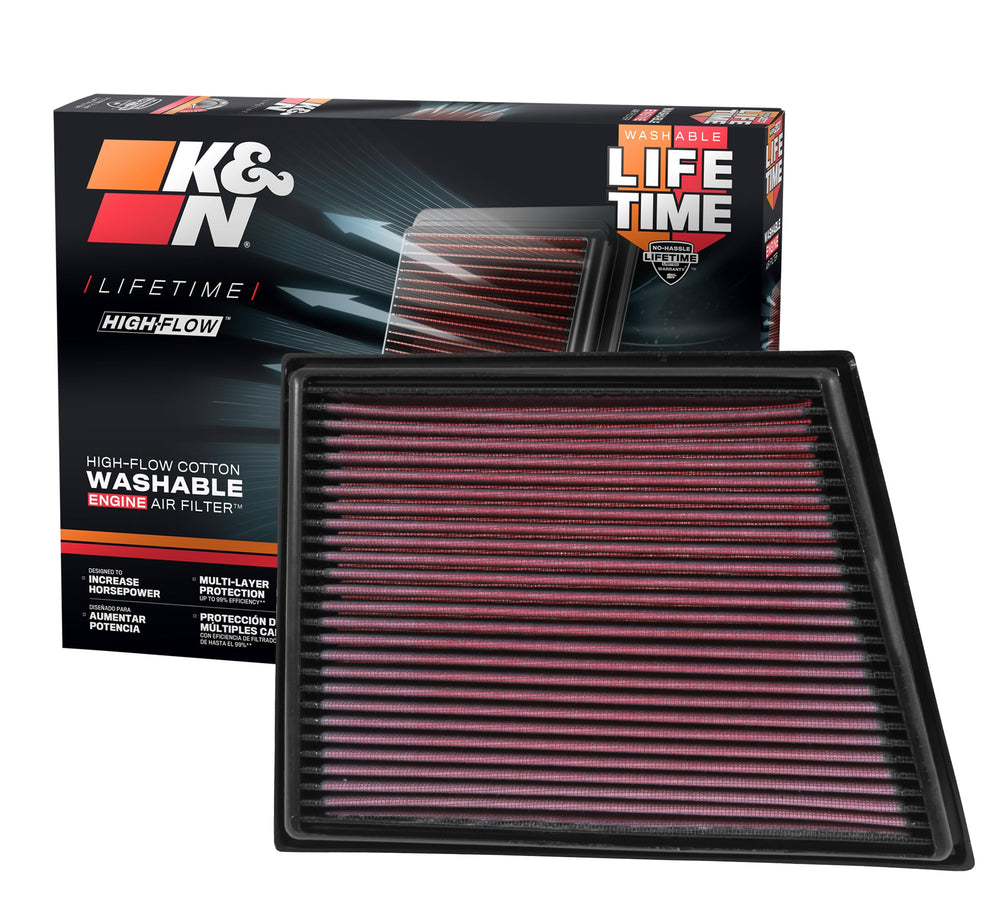 KN High-Flow filter installed in BMW intake for enhanced performance