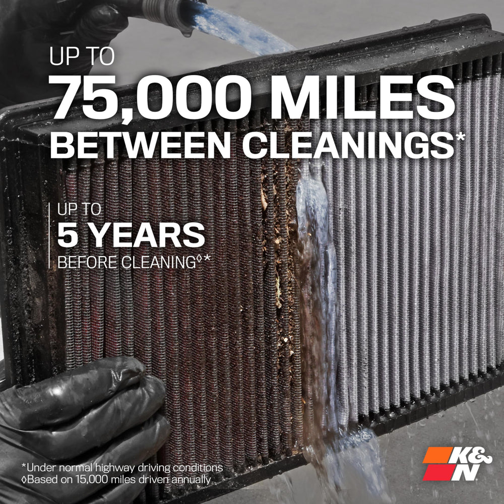 Engine bay with K&N air filter ready to improve air intake