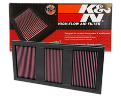 K&N high-flow air filter front view for Mercedes-Benz improves airflow