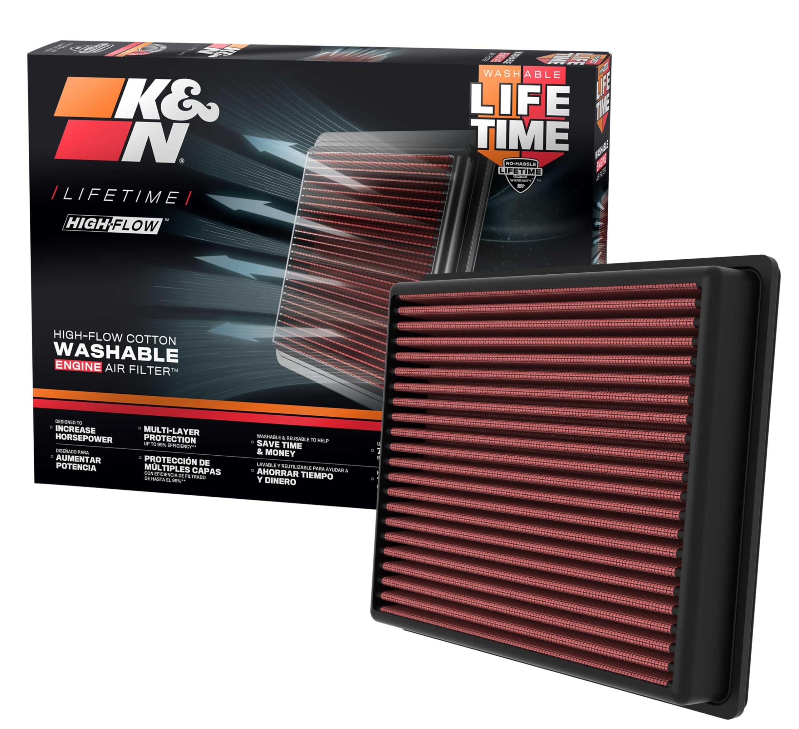 K&N high-flow air filter for Toyota Sequoia and Tundra ready for easy install