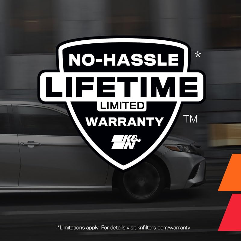 K&N washable air filter highlights reusable design and eco-friendly use.
