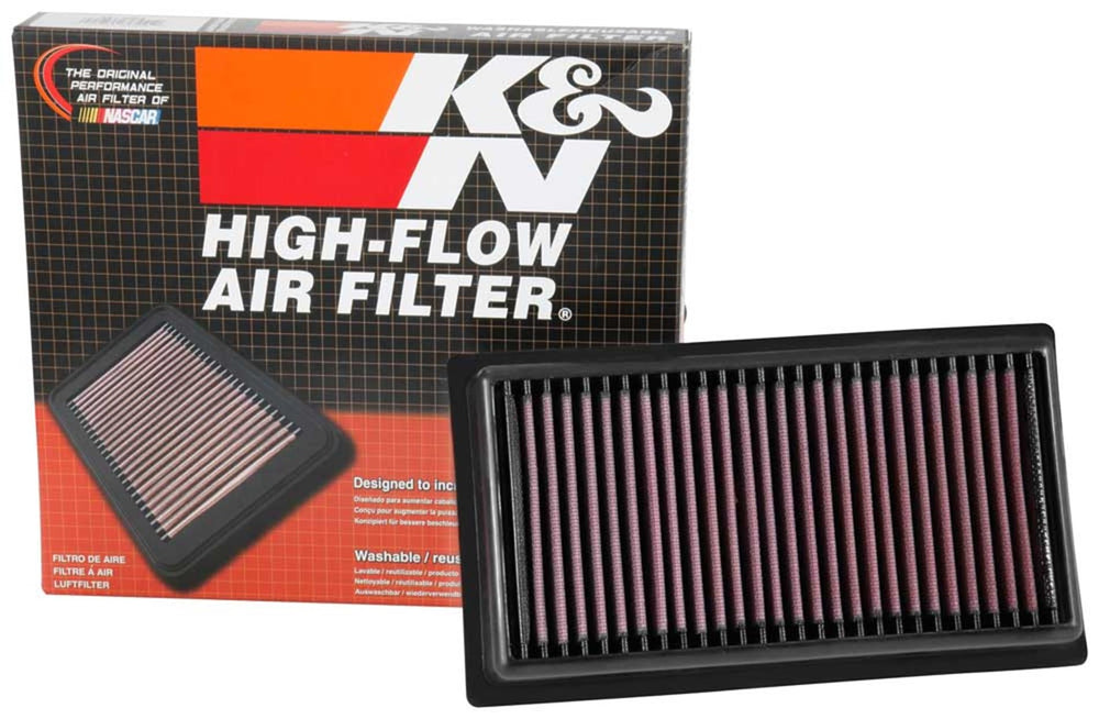K&N high-flow filter installed in Subaru BRZ boosts airflow and throttle response.