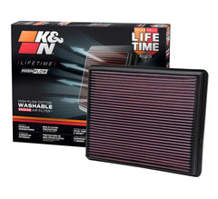 K&N High-Flow filter front view shows rugged build for lasting performance