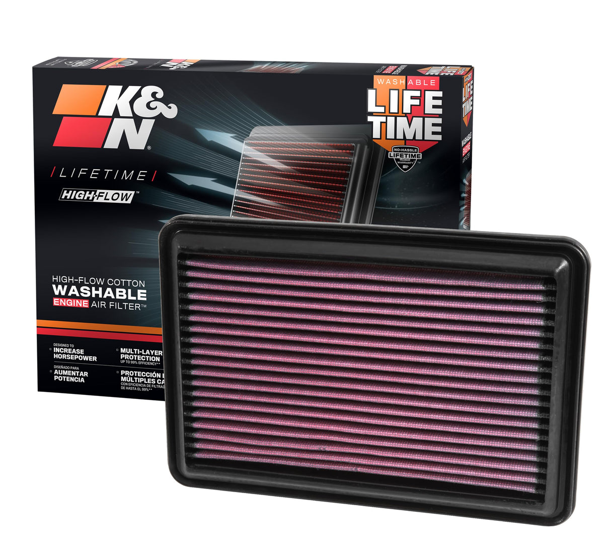 K&N high-flow filter package ready for install and airflow boost.