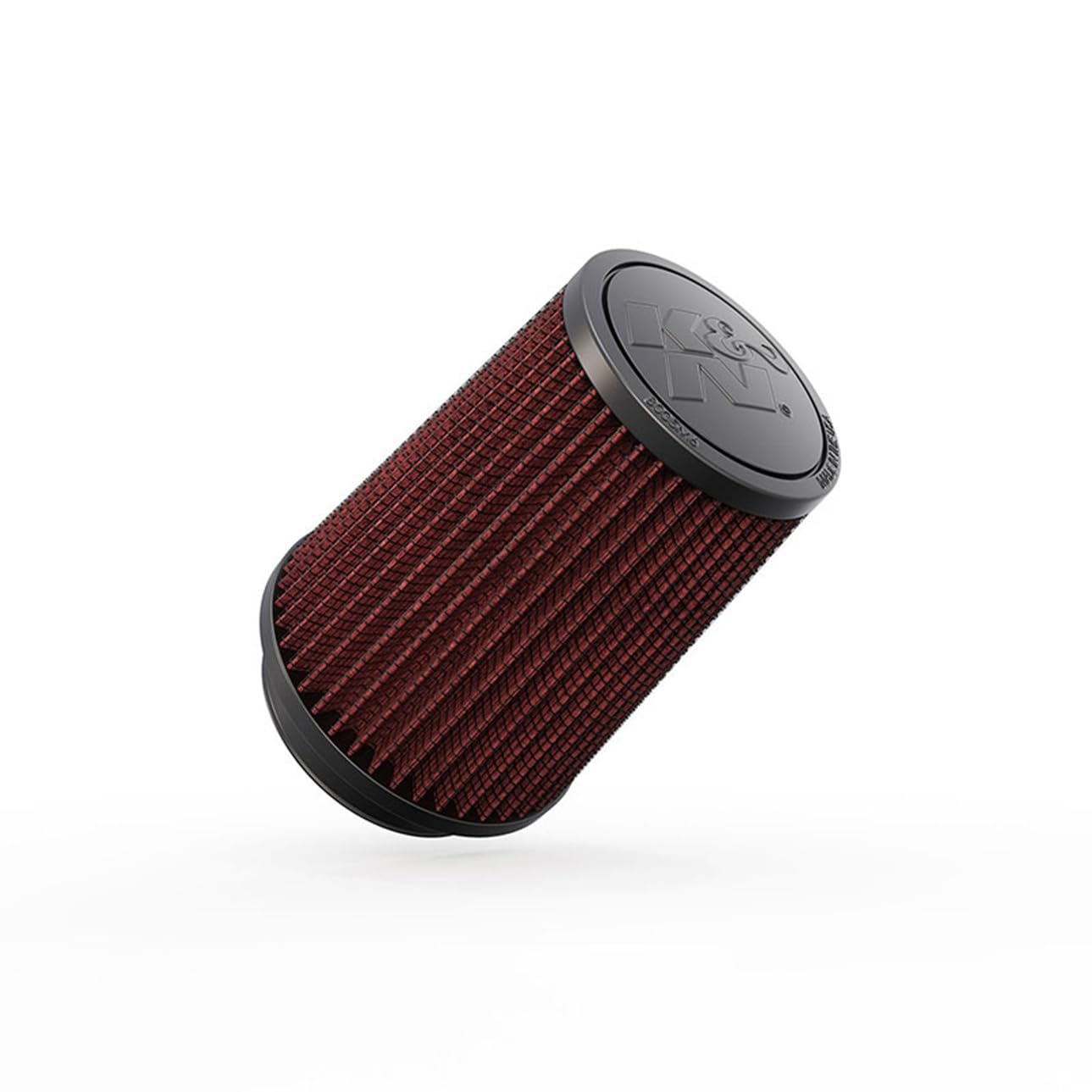 K&N High-Flow universal filter front view with secure flange for easy installation