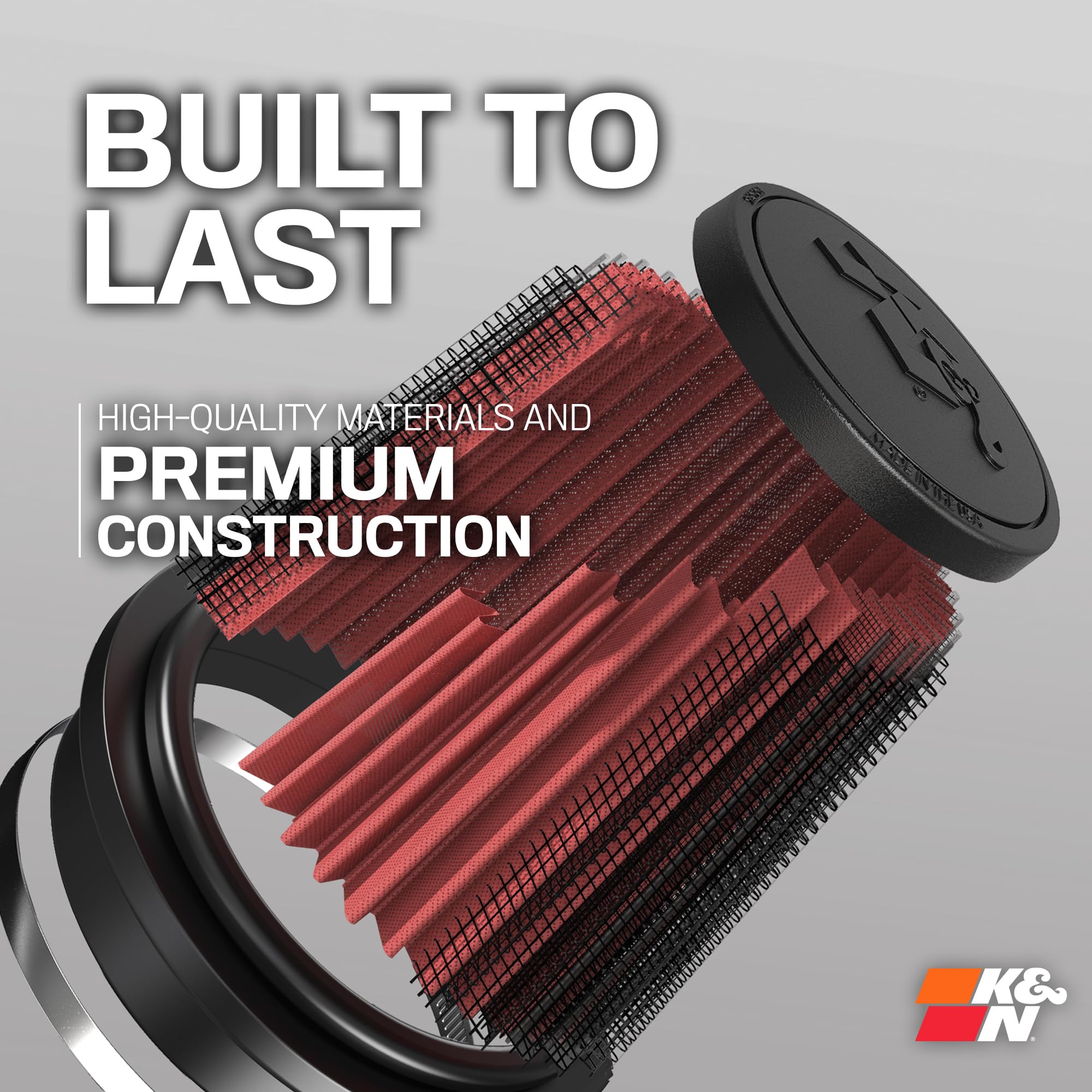 Durable rubber flanges on K&N absorb vibration for a secure fit.