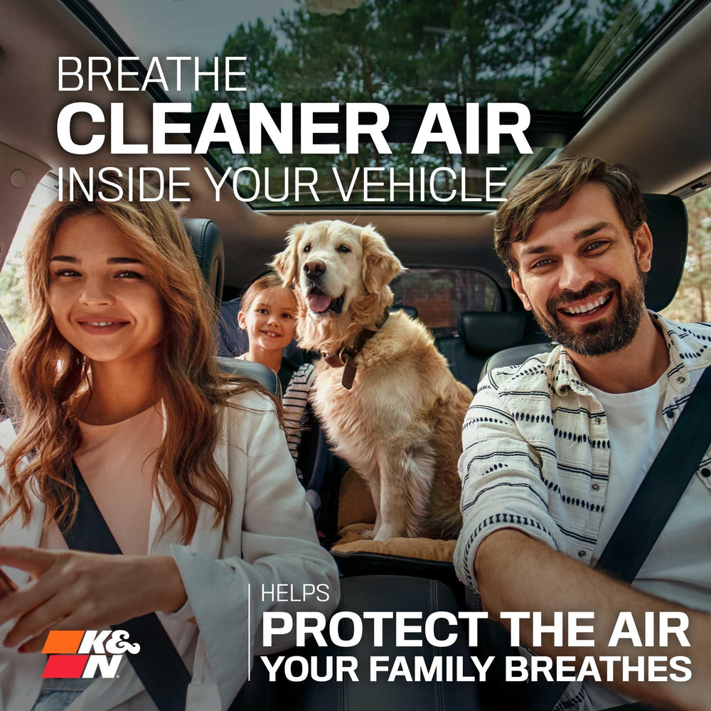 K&N Lifetime cabin air filter dirt removal highlights filtration of impurities for fresher cabin air.