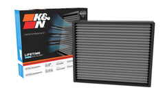 K&amp;N Lifetime Cabin Air Filter front view highlights washable design for cleaner cabin air.