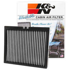 K&N Lifetime cabin air filter ready to install, improving cabin air flow and filtration.