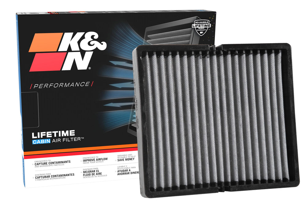 K&N VF2057 installed in car cabin for precise fit and enhanced air flow.