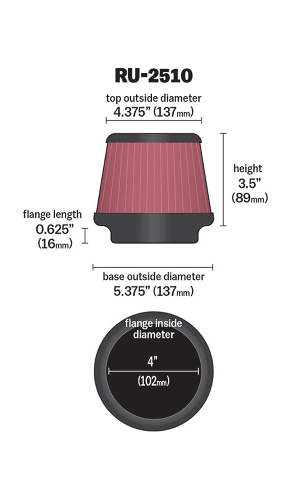 K&N High-Flow cone tapered clamp-on air filter enhances throttle response.